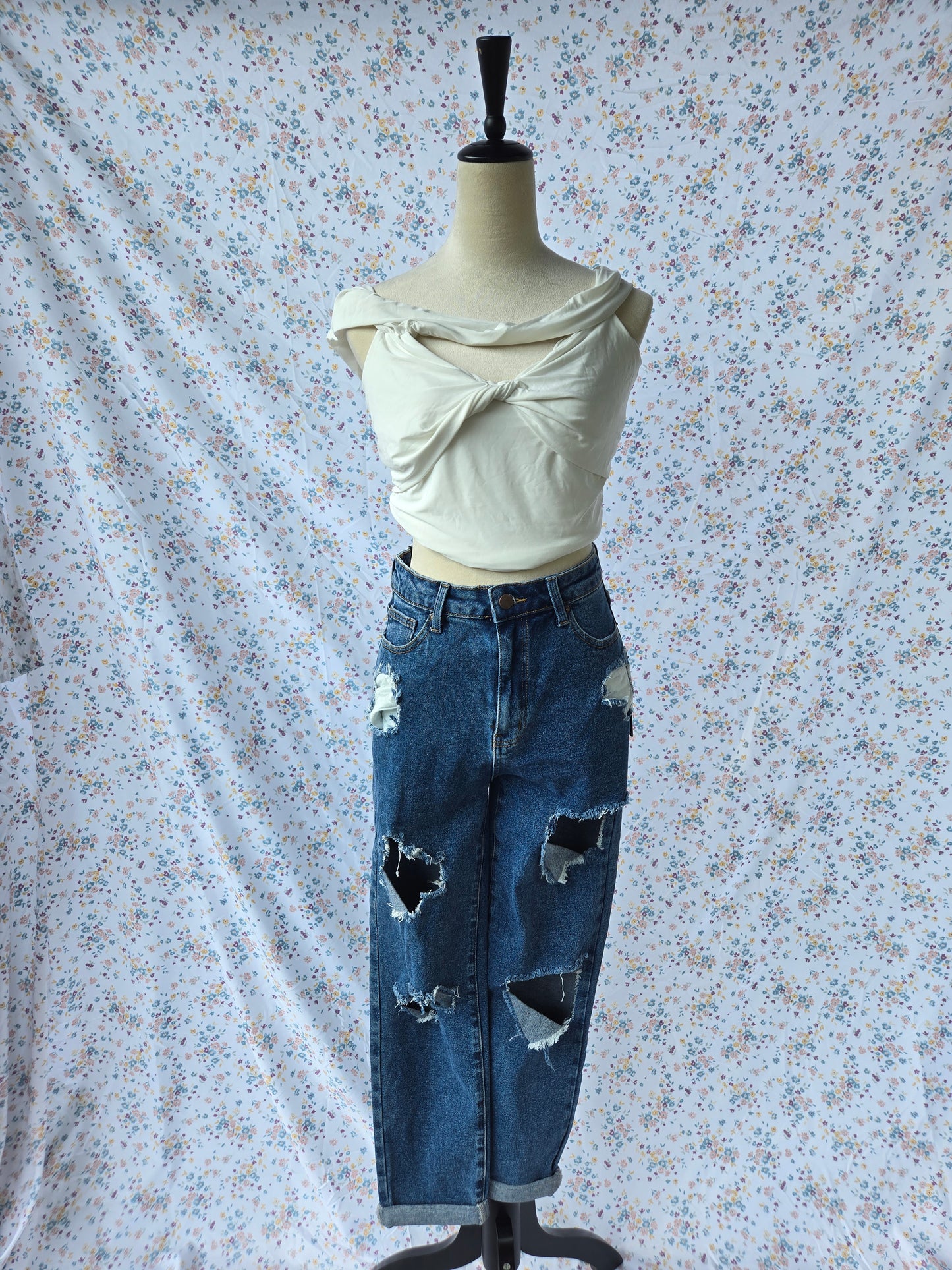 Nubes - Vaqueros Boyfriend Desgastados