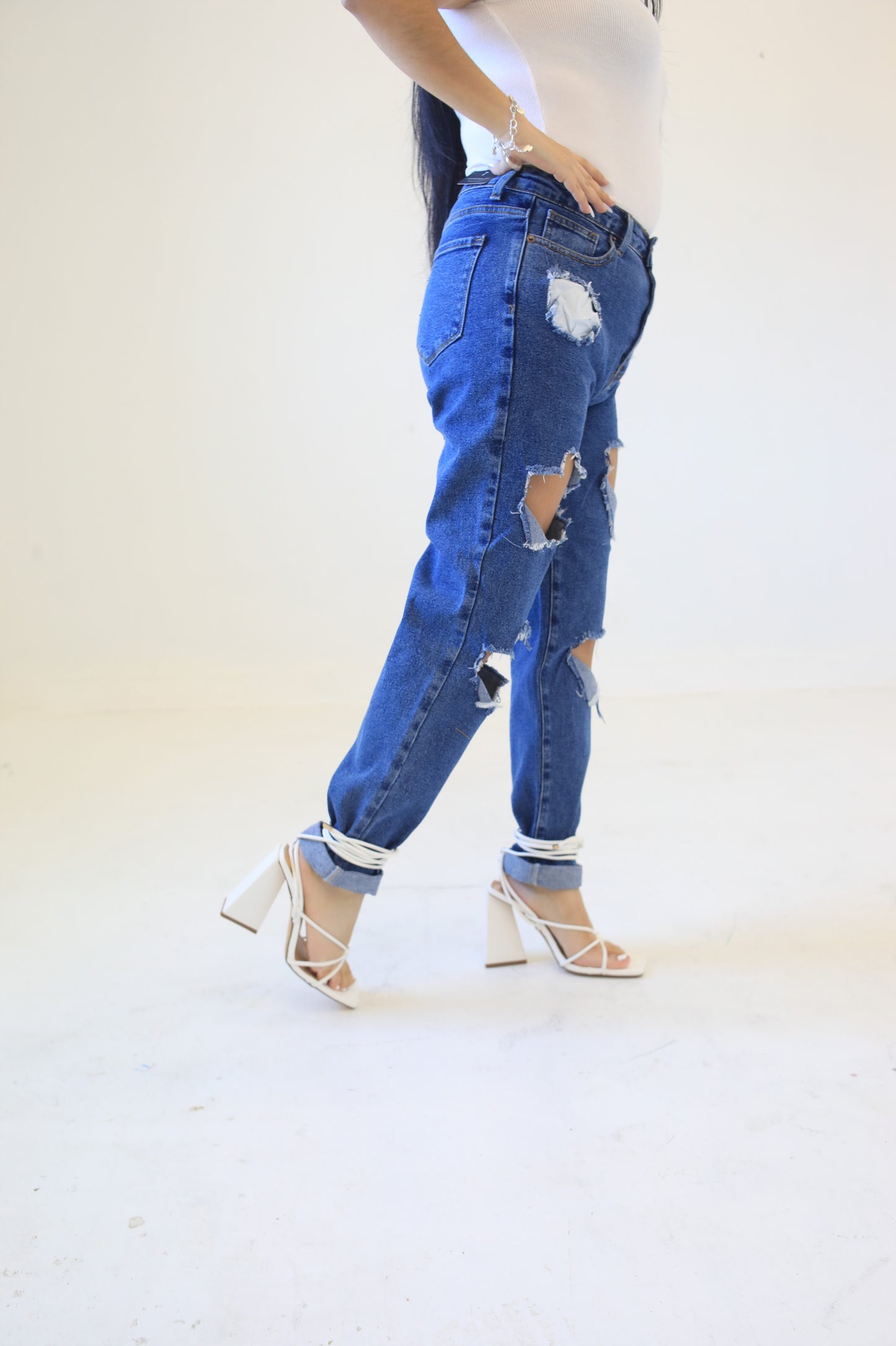 Nubes - Vaqueros Boyfriend Desgastados