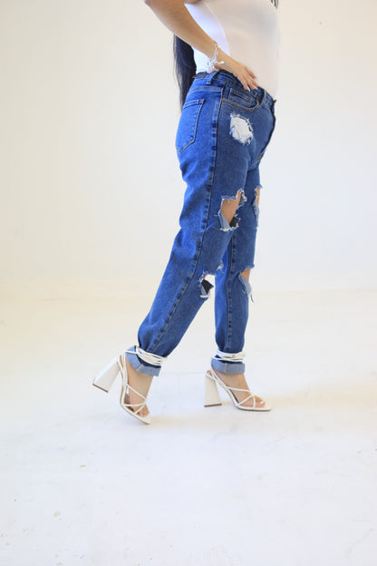Nubes - Vaqueros Boyfriend Desgastados