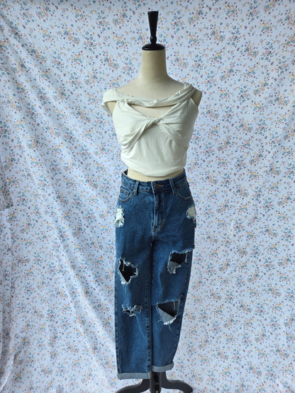 Nubes - Vaqueros Boyfriend Desgastados