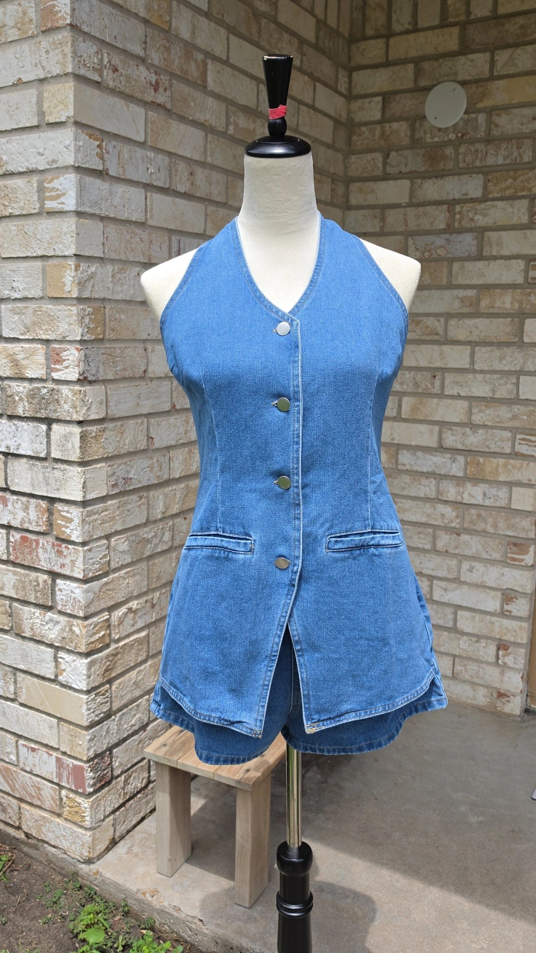 Denim Bloom Romper